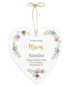 Personalised Any Role ‘Floral Watercolour’ Large Wooden Heart Decoration