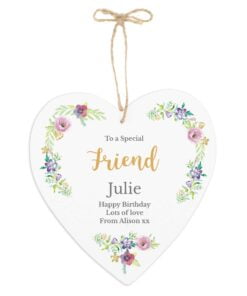 Personalised Any Role ‘Floral Watercolour’ Large Wooden Heart Decoration