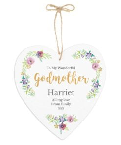 Personalised Any Role ‘Floral Watercolour’ Large Wooden Heart Decoration