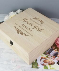 Personalised Any Role ‘Floral Watercolour Wedding’ Large Wooden Keepsake Box