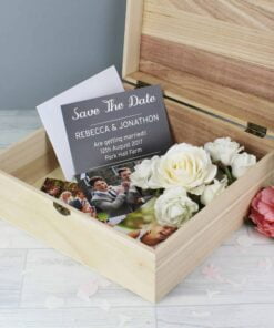 Personalised Any Role ‘Floral Watercolour Wedding’ Large Wooden Keepsake Box