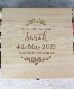 Personalised Any Role ‘Floral Watercolour Wedding’ Large Wooden Keepsake Box