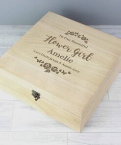 Personalised Any Role ‘Floral Watercolour Wedding’ Large Wooden Keepsake Box