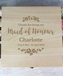 Personalised Any Role ‘Floral Watercolour Wedding’ Large Wooden Keepsake Box