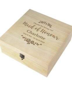 Personalised Any Role ‘Floral Watercolour Wedding’ Large Wooden Keepsake Box