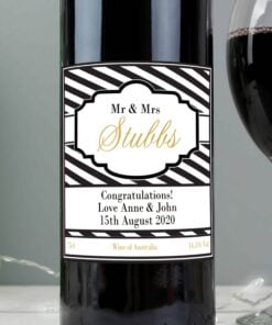 Personalised Art Deco Striped Red Wine