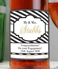 Personalised Art Deco Striped Rose Wine