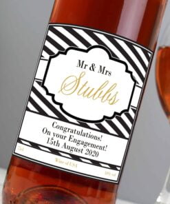 Personalised Art Deco Striped Rose Wine