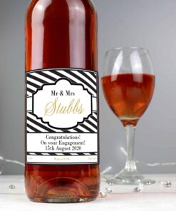 Personalised Art Deco Striped Rose Wine