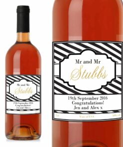 Personalised Art Deco Striped Rose Wine