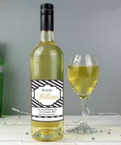 Personalised Art Deco Striped White Wine