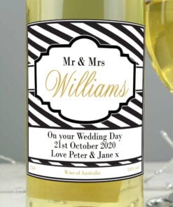 Personalised Art Deco Striped White Wine
