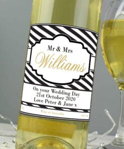 Personalised Art Deco Striped White Wine