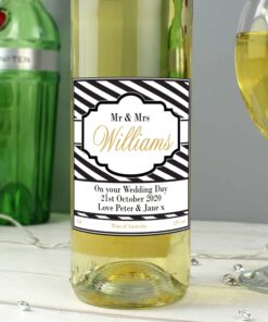 Personalised Art Deco Striped White Wine