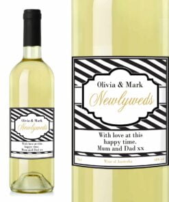 Personalised Art Deco Striped White Wine