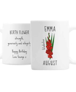 Personalised August Birth Flower – Gladioli Mug
