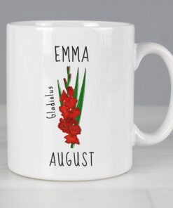 Personalised August Birth Flower – Gladioli Mug
