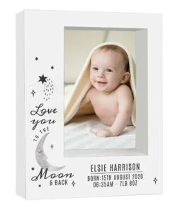 Personalised Baby To The Moon and Back 5×7 Box Photo Frame