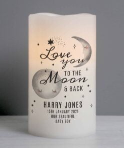 Personalised Baby To The Moon and Back LED Candle