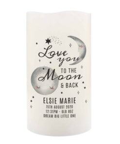 Personalised Baby To The Moon and Back LED Candle