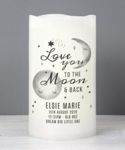 Personalised Baby To The Moon and Back LED Candle