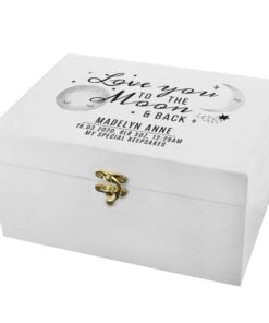 Personalised Baby To The Moon and Back White Wooden Keepsake Box
