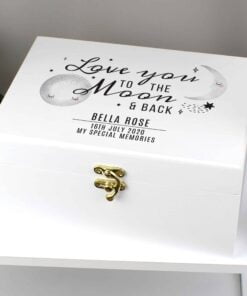 Personalised Baby To The Moon and Back White Wooden Keepsake Box
