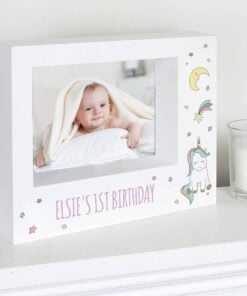 Personalised Baby Unicorn 7×5 Landscape Box Photo Frame