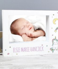 Personalised Baby Unicorn 7×5 Landscape Box Photo Frame