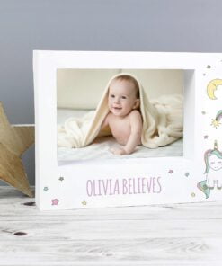 Personalised Baby Unicorn 7×5 Landscape Box Photo Frame