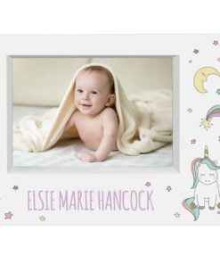 Personalised Baby Unicorn 7×5 Landscape Box Photo Frame