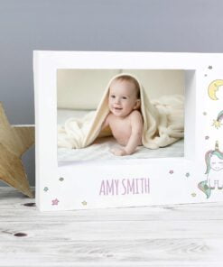 Personalised Baby Unicorn 7×5 Landscape Box Photo Frame