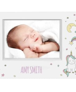 Personalised Baby Unicorn 7×5 Landscape Box Photo Frame