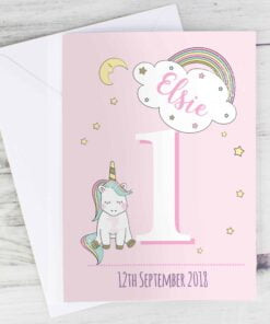 Personalised Baby Unicorn Birthday Age Card