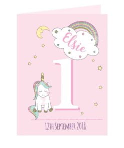 Personalised Baby Unicorn Birthday Age Card