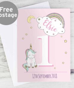 Personalised Baby Unicorn Birthday Age Card