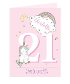 Personalised Baby Unicorn Birthday Age Card