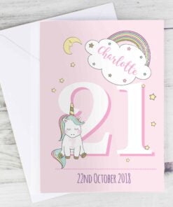 Personalised Baby Unicorn Birthday Age Card