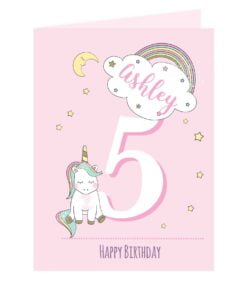 Personalised Baby Unicorn Birthday Age Card