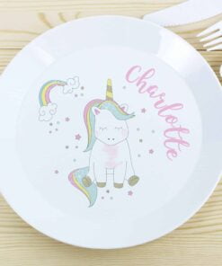 Personalised Baby Unicorn Plastic Plate