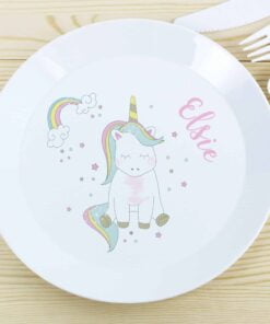 Personalised Baby Unicorn Plastic Plate