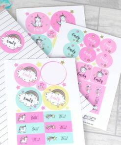 Personalised Baby Unicorn Sticker Set