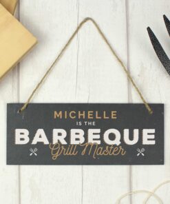 Personalised “Barbeque Grill Master” Printed Hanging Slate Plaque