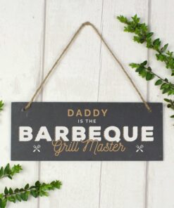 Personalised “Barbeque Grill Master” Printed Hanging Slate Plaque