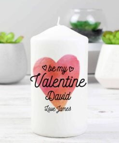Personalised Be My Valentine Pillar Candle