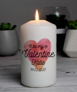 Personalised Be My Valentine Pillar Candle