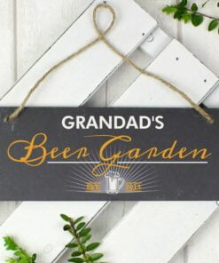 Personalised “”Beer Garden”” Printed Hanging Slate Plaque