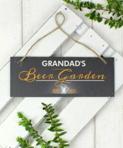Personalised “”Beer Garden”” Printed Hanging Slate Plaque