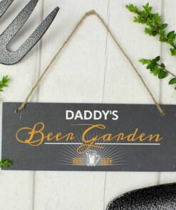 Personalised “”Beer Garden”” Printed Hanging Slate Plaque