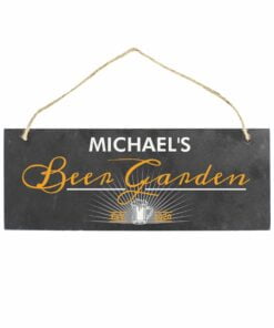 Personalised “”Beer Garden”” Printed Hanging Slate Plaque